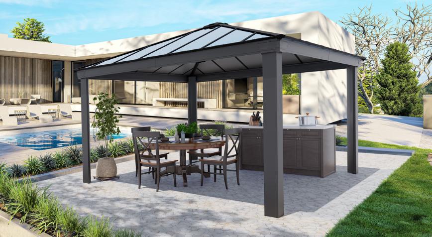 Pavillon, Dallas 4,2 x 4,2 m, antracitgrå